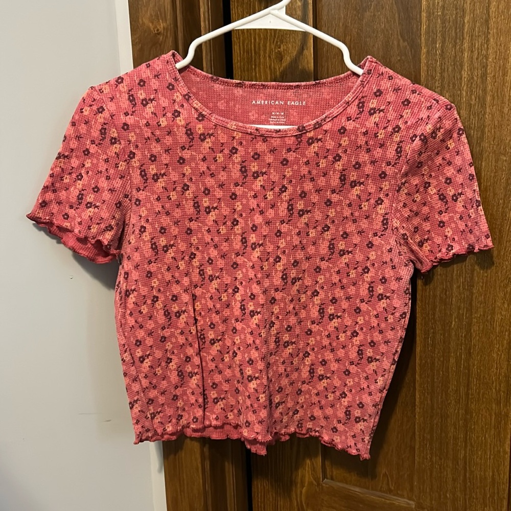 Pink floral American Eagle baby tee